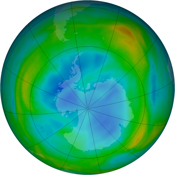 Antarctic ozone map for 20 July 1999